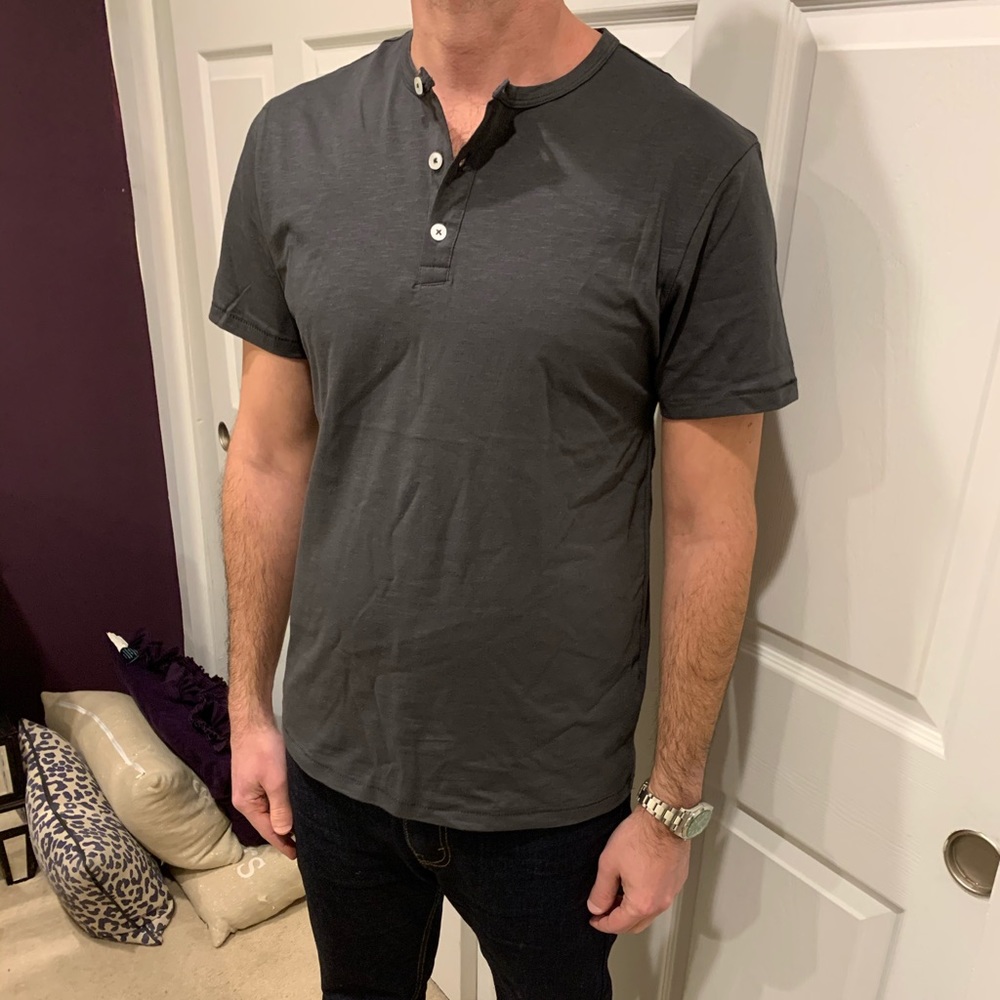 Alrernative Apparel Mens Short Sleeve Henley